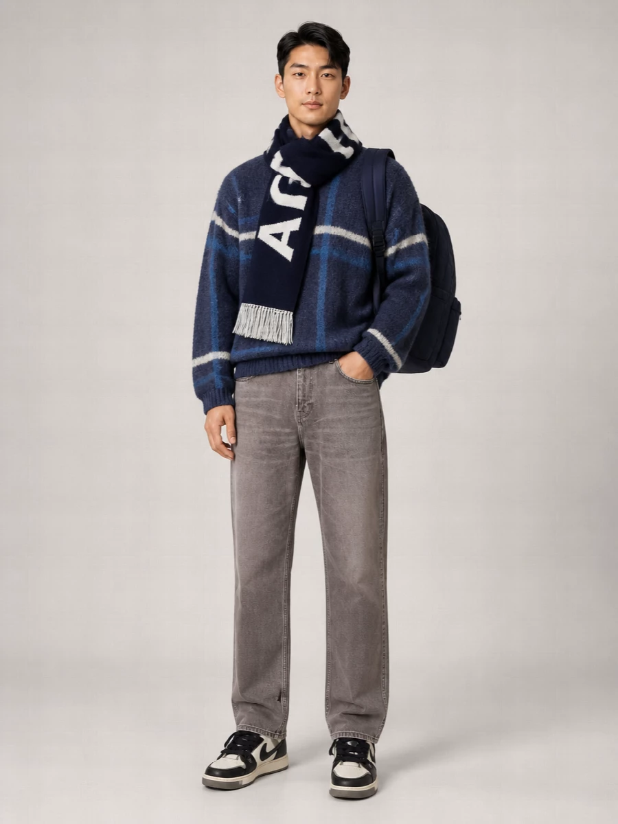 Jacquemus Wool Logo Fringed Scarf