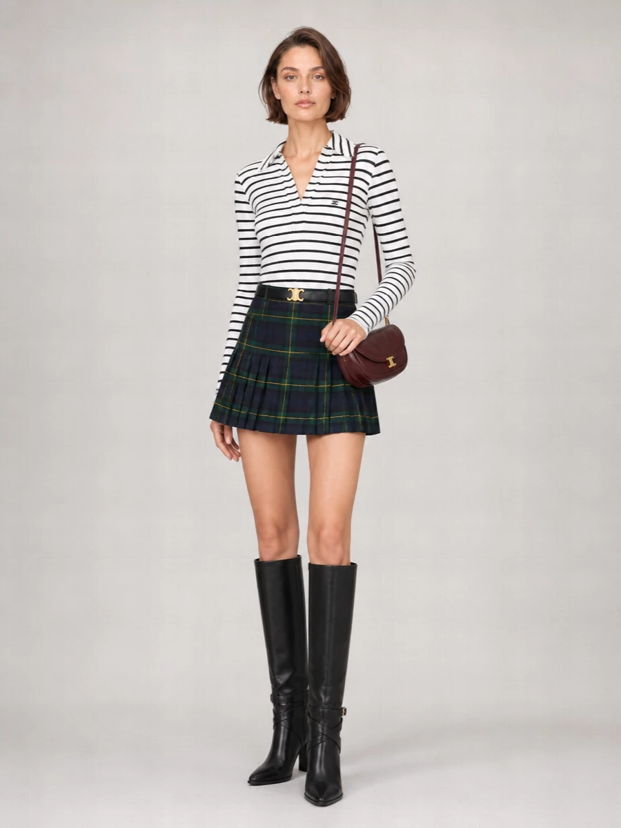 Celine Wool Pleated Mini Skirt