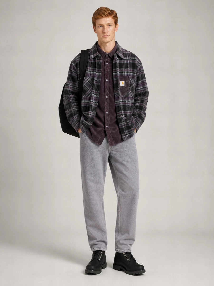 Carhartt Wip Wool Blend Tartan Long-Sleeve Shirt Jacket