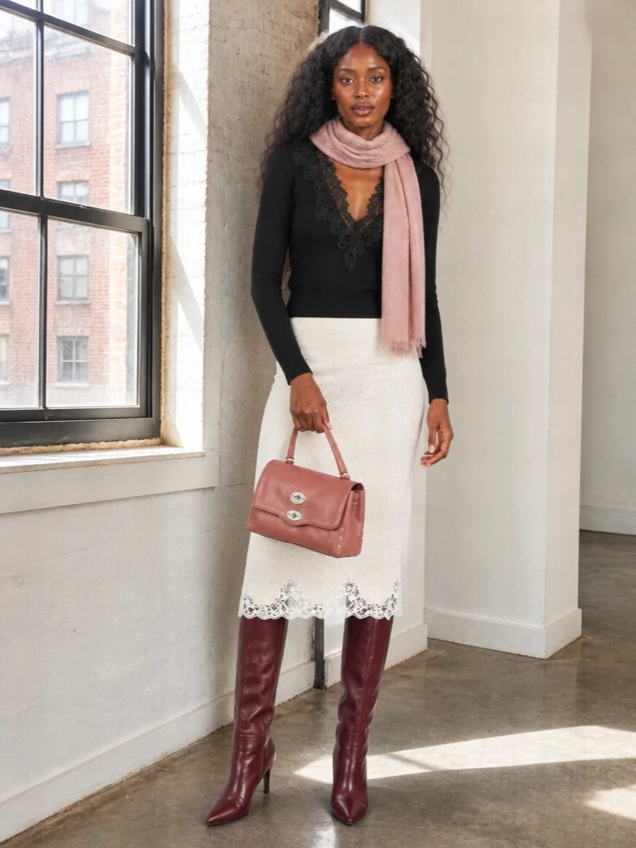 Ermanno firenze lace knit midi skirt boots