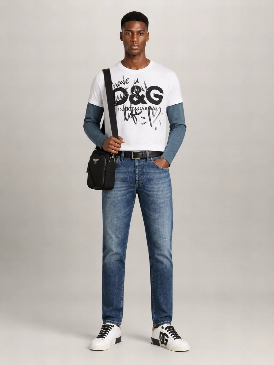 Dolce&Gabbana Graphic Print Cotton Crew Neck T-Shirt