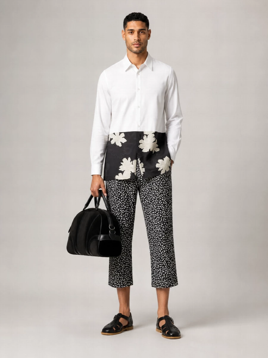 Dries Van Noten Printed Silk Tailored Shorts