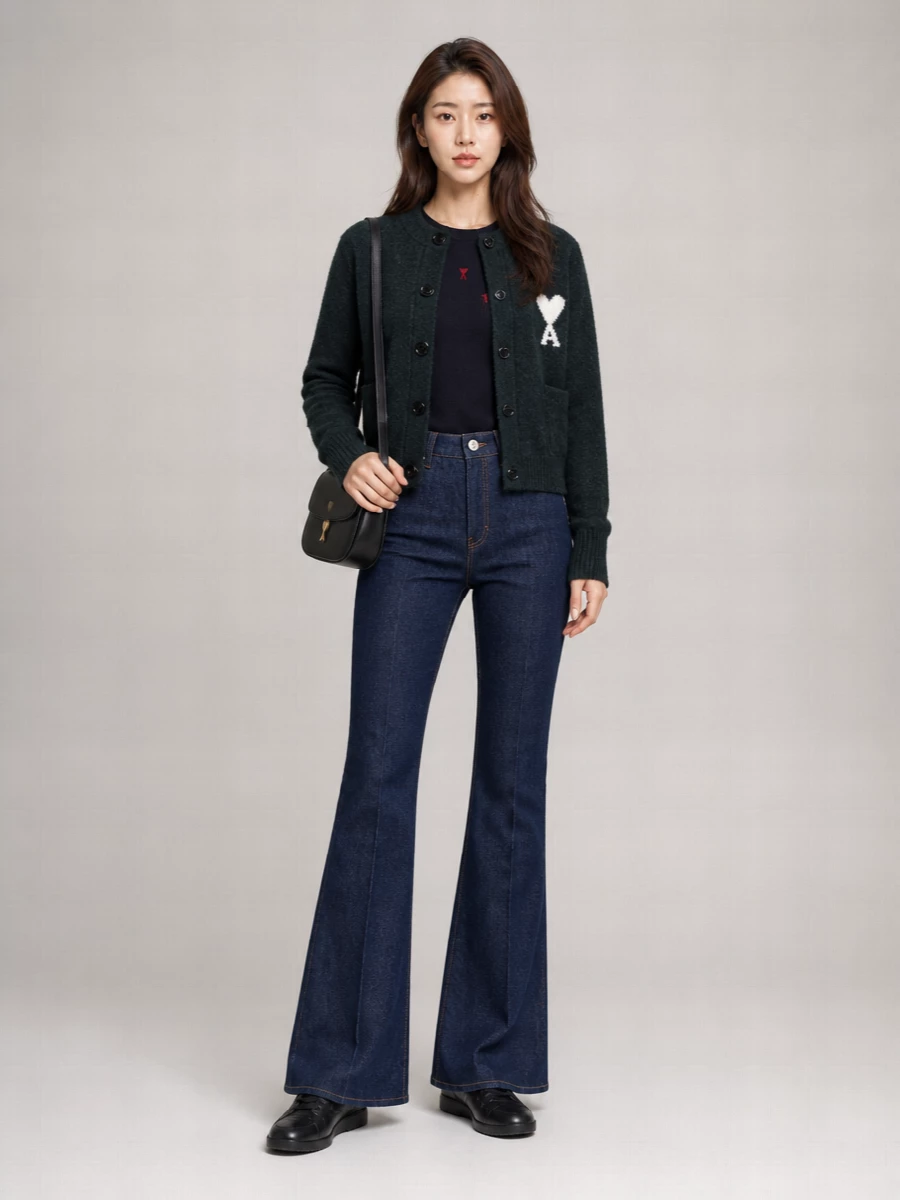 Ami Paris alpaca wool crewneck cardigan