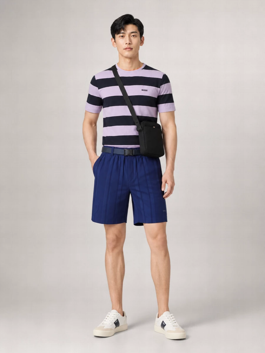 Boss Striped Cotton Regular-Fit Short-Sleeve T-Shirt