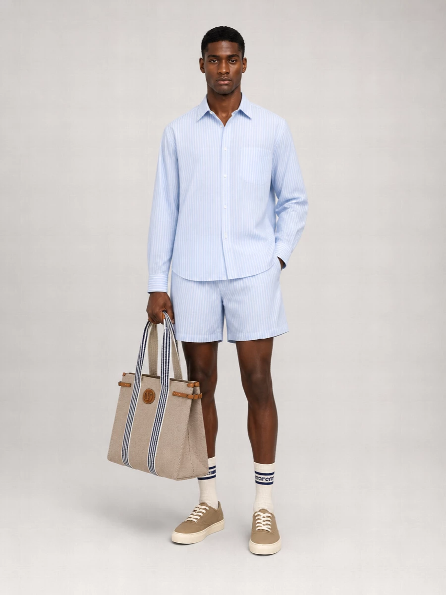 Ami Paris Cotton Striped Elasticated Deck Shorts