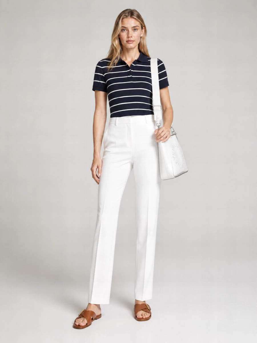 Max Mara Silk Striped Short-Sleeve Polo Shirt