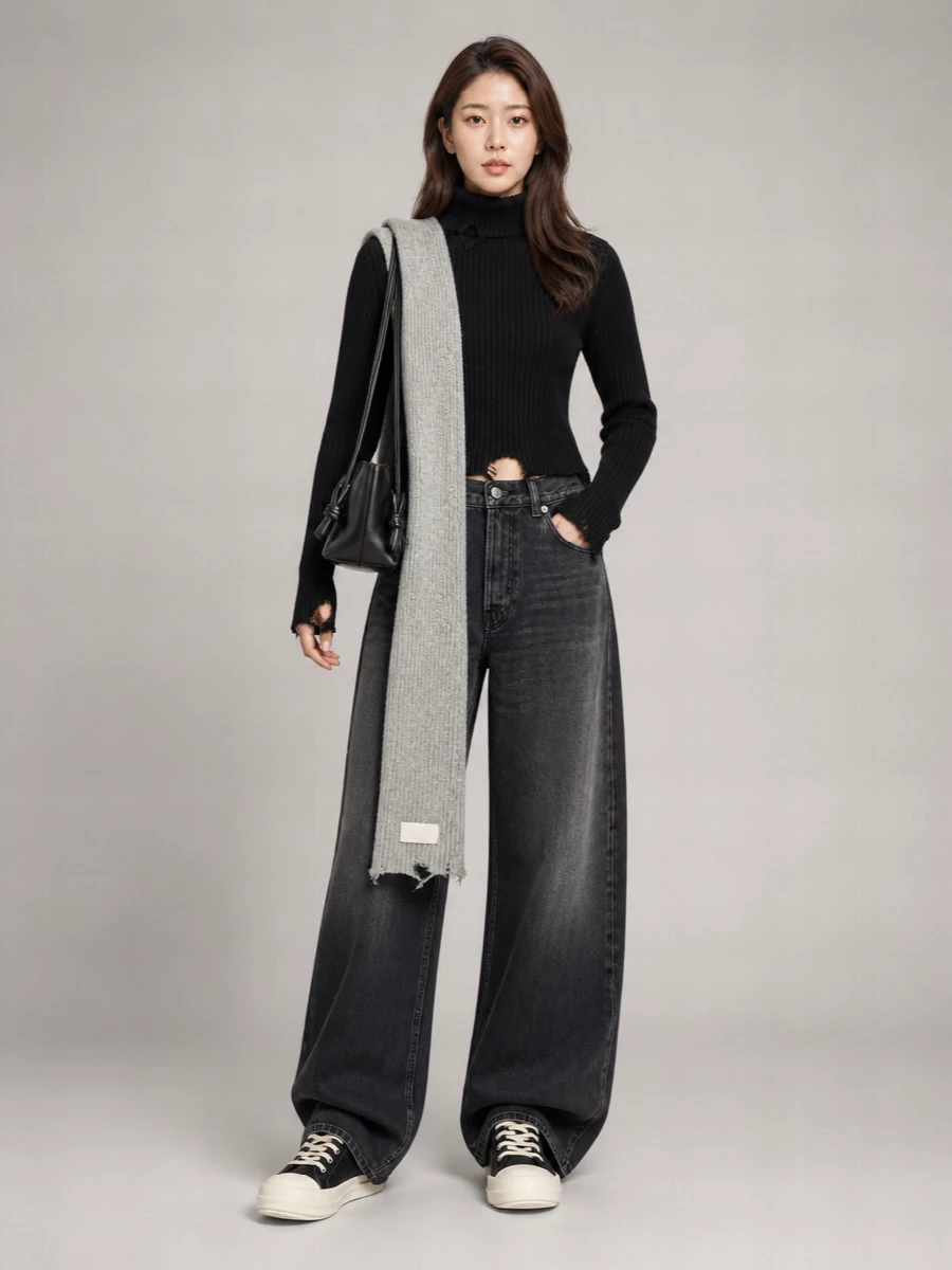 Haikure Merino Wool Ribbed Cropped Turtleneck Sweater