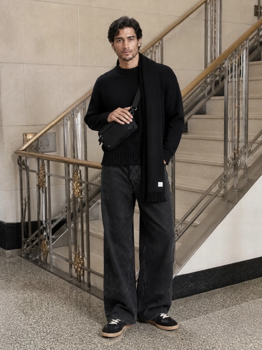 Marni wide leg jeans margiela black sneakers