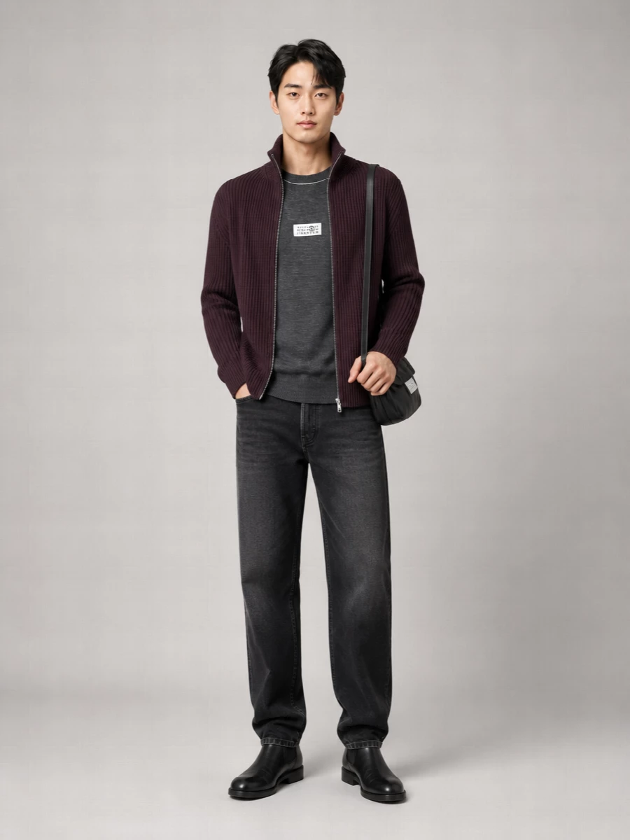 Mm6 Maison Margiela Ribbed Cotton Zip Turtleneck Sweater