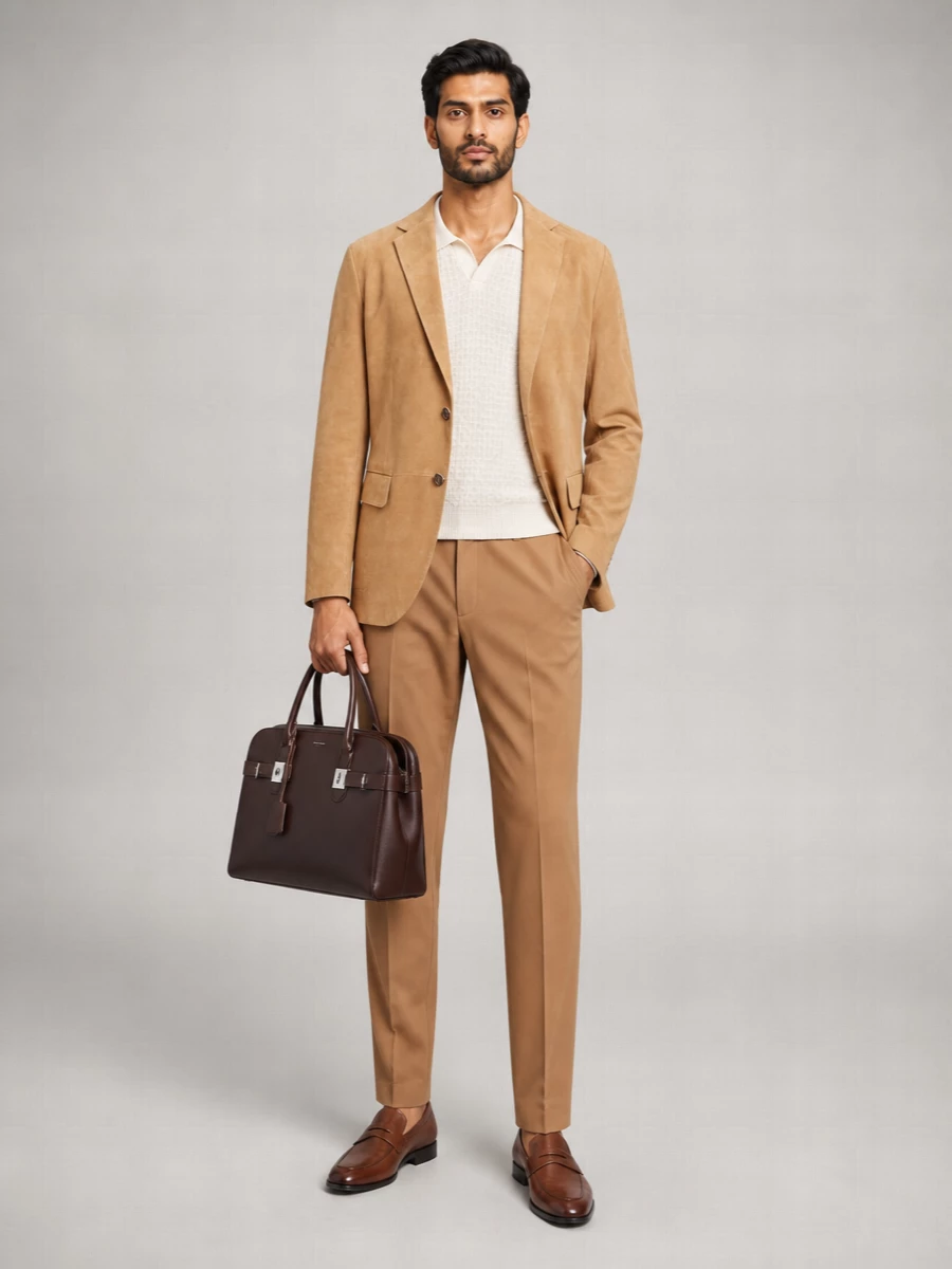 Boss Suede Single-Breasted Blazer