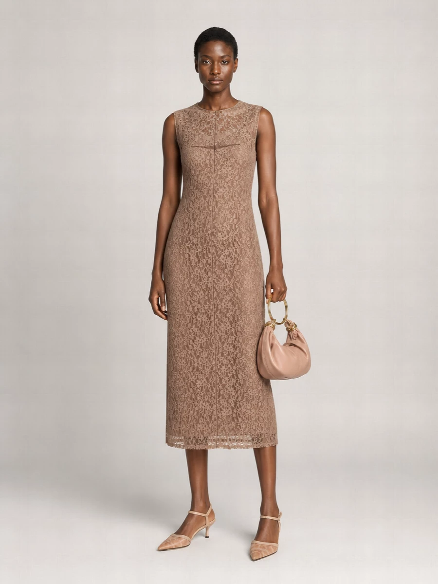 Fendi Lace Sleeveless Midi Dress