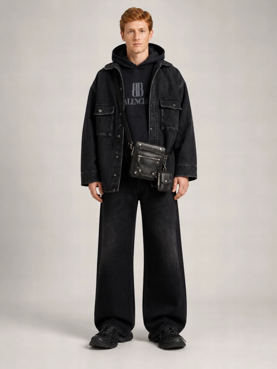 Balenciaga Denim Hooded Parka