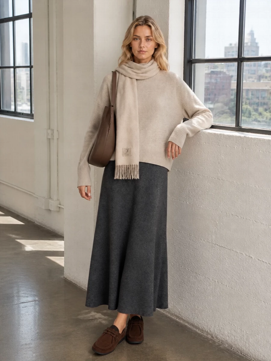Lisa yang cashmere sweater knit maxi outfit