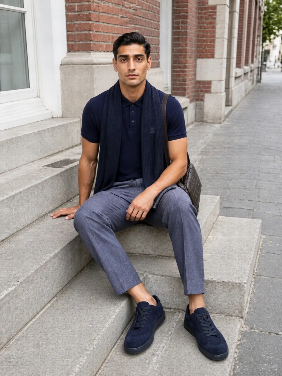 Brunello cucinelli navy polo drawstring trousers