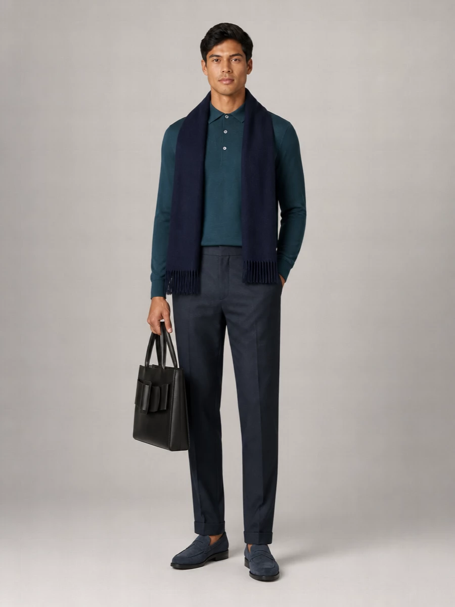 John Smedley Merino Wool Long-Sleeve Polo Shirt