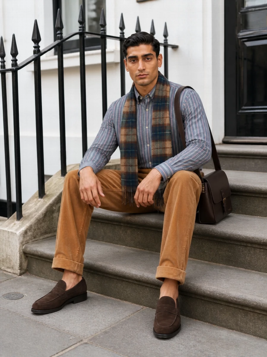 Polo ralph lauren striped shirt camel corduroy