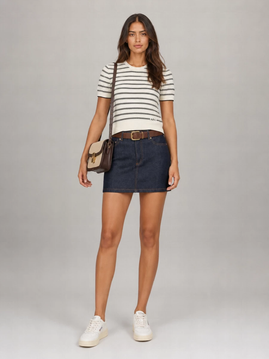 A.p.c. Denim High-Rise Flared Mini Skirt