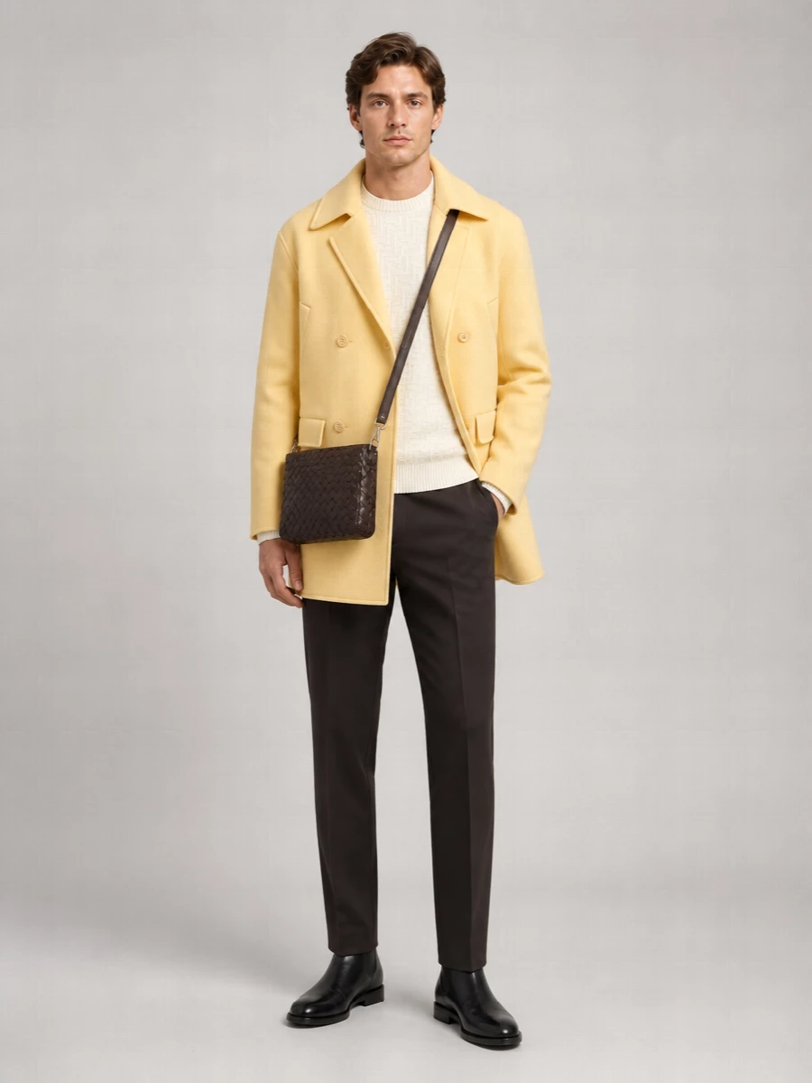 Fendi Double-Breasted Wool Peacoat