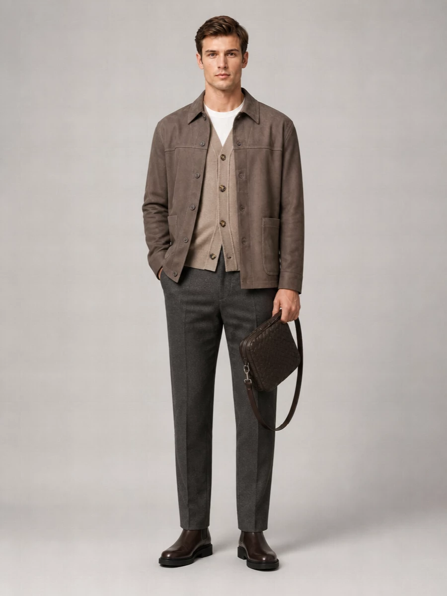 Vince Suede Leather Shirt Jacket