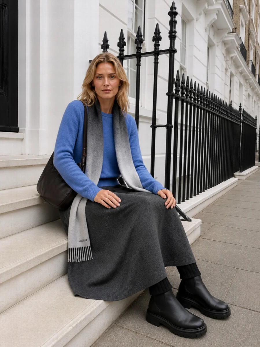 Lisa yang knit sweater maxi skirt outfit