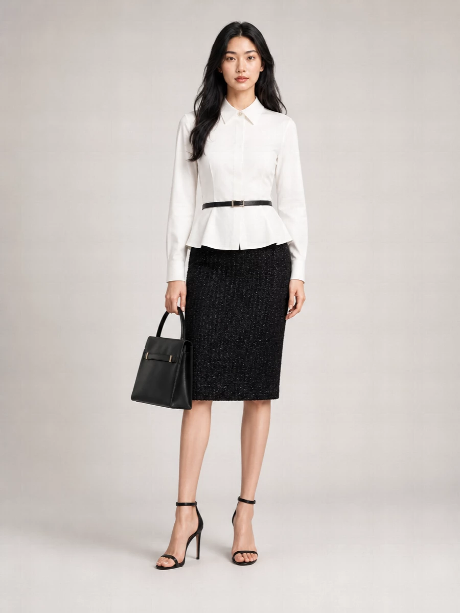 Tory Burch Metallic Tweed Fitted Skirt