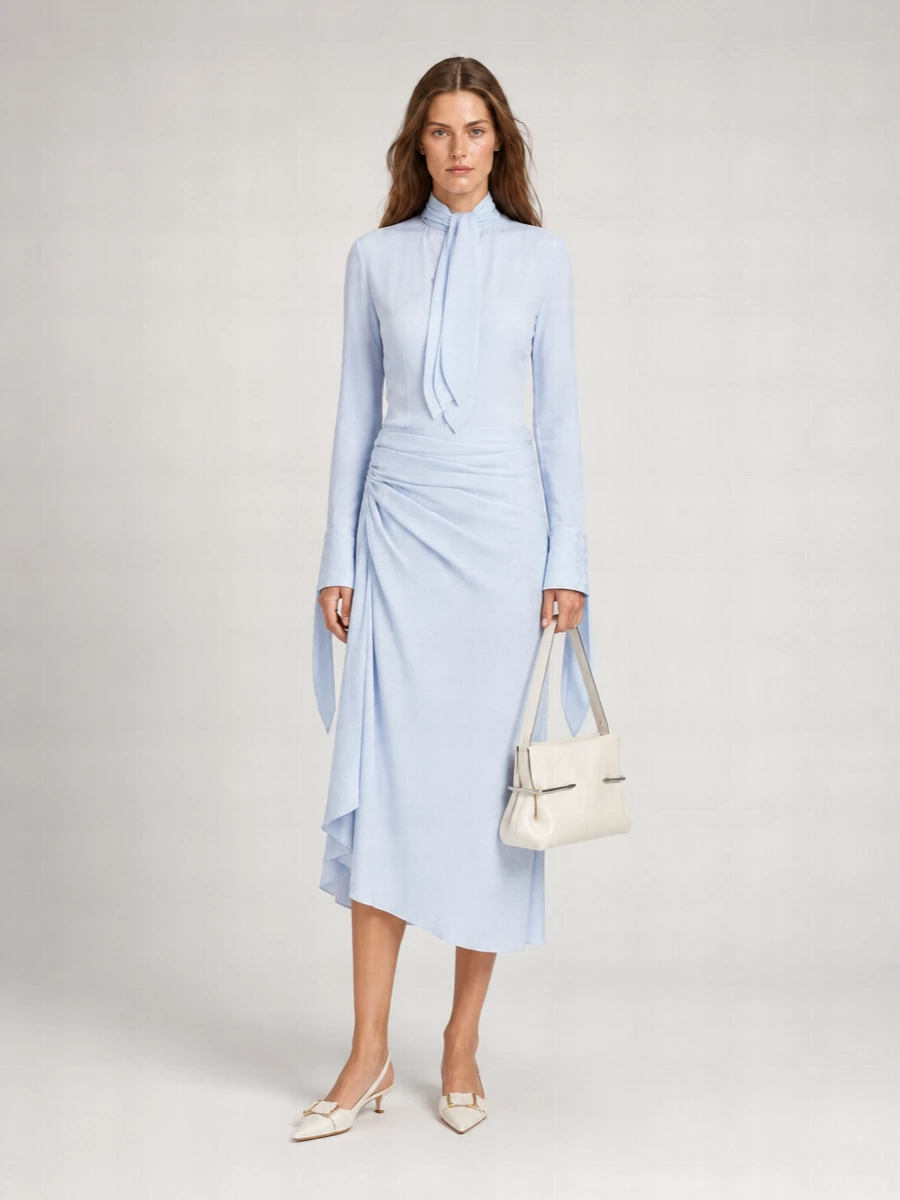 Givenchy Silk Pussy-Bow Long-Sleeve Blouse