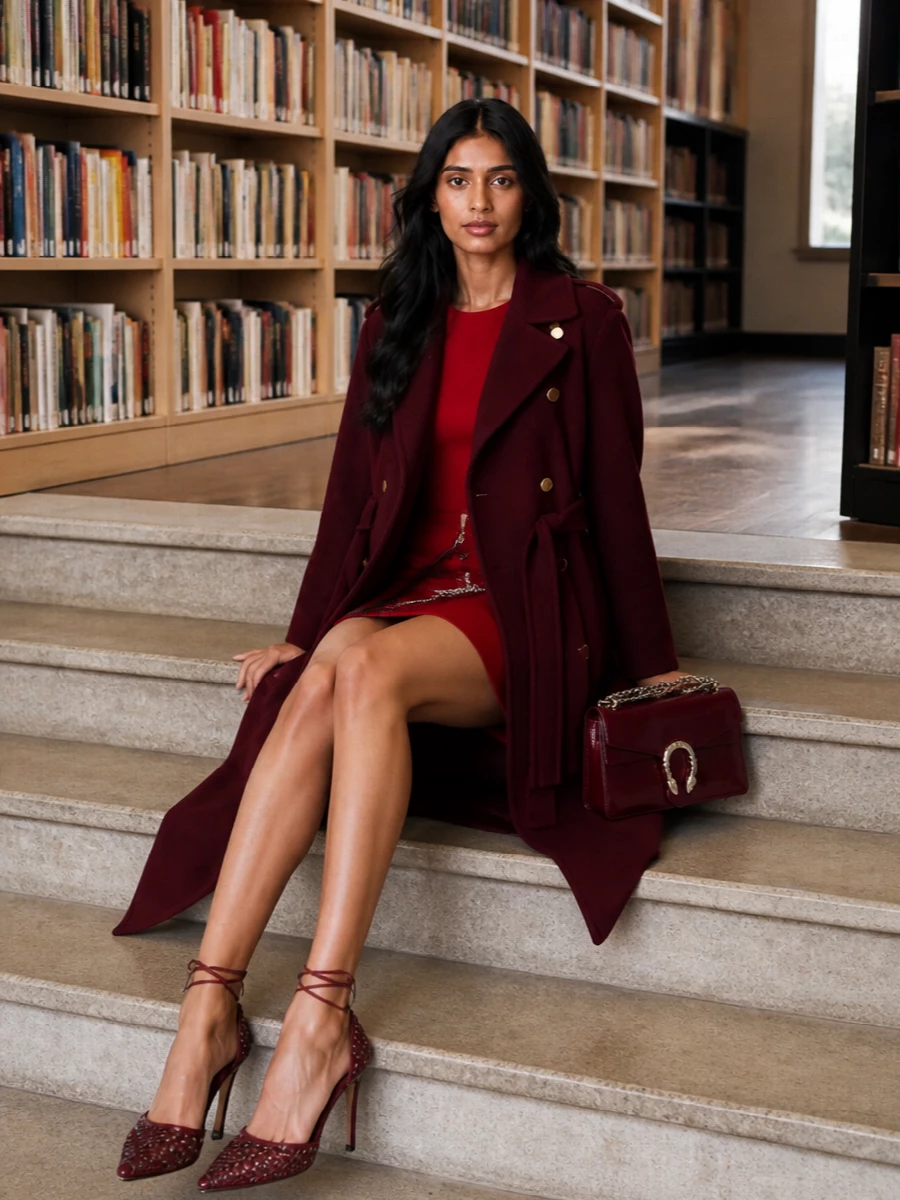 Alberta ferretti red trench cape mini dress outfit