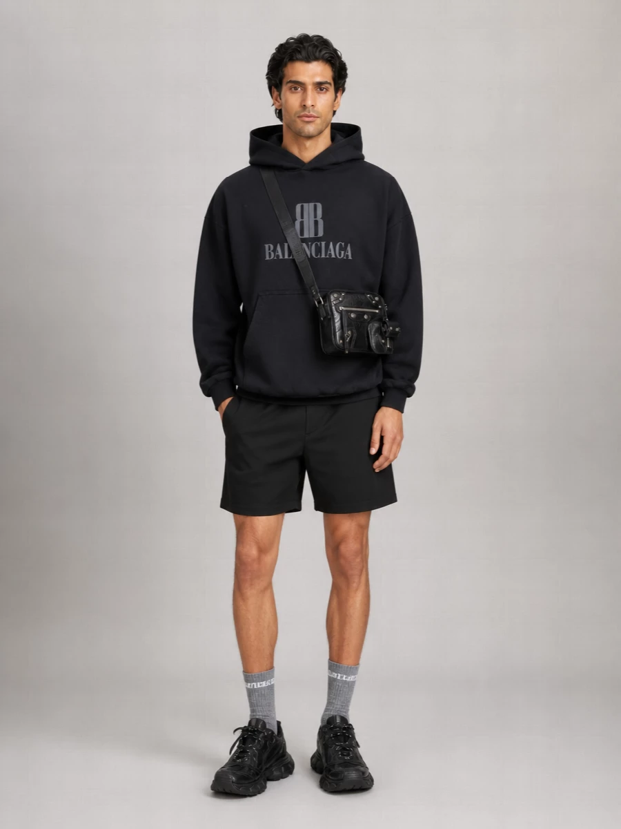 Balenciaga Cotton Logo Print Relaxed-Fit Track Shorts