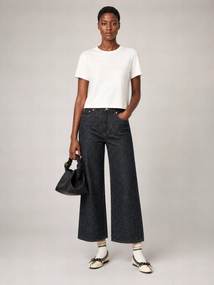 Ganni Cotton Ribbed Crew-Neck Loose-Fit T-Shirt