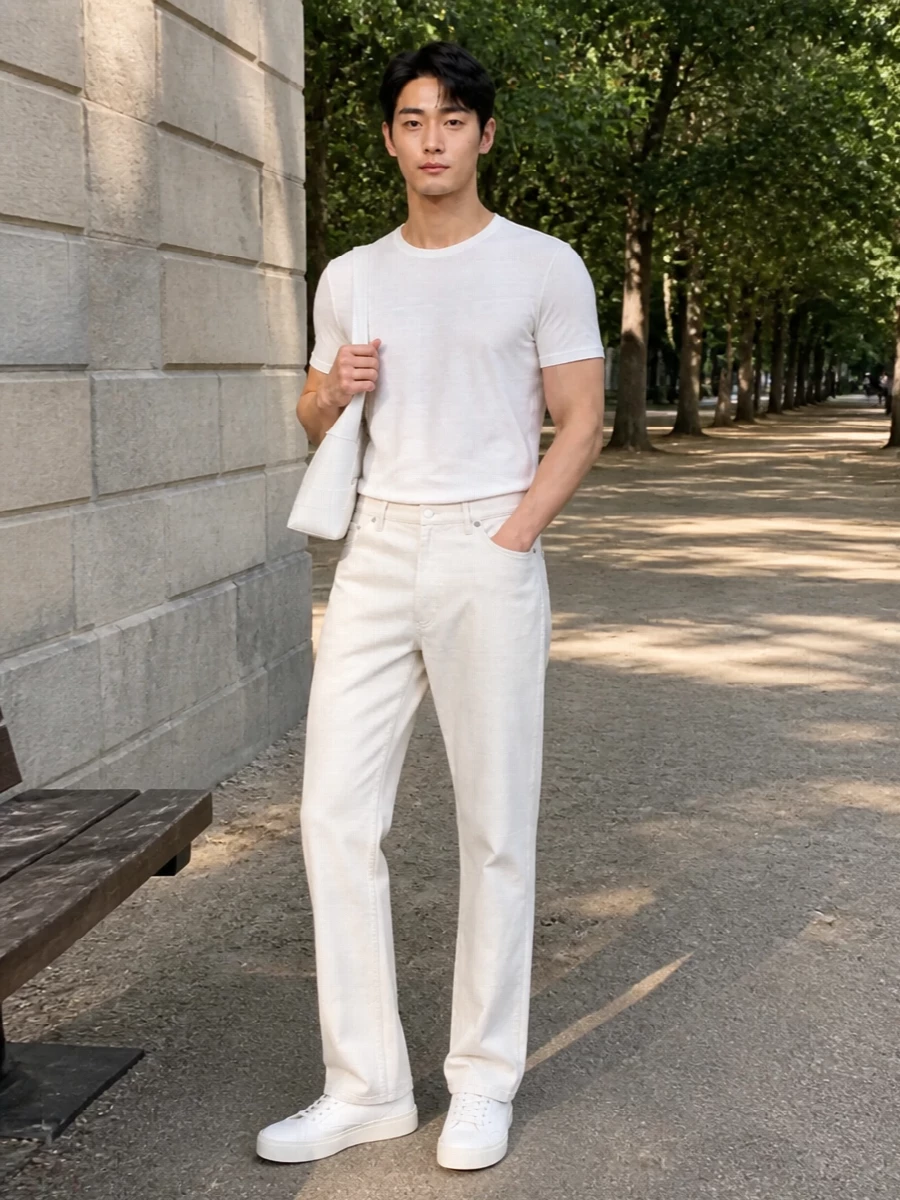 Prada off white trousers minimalist white sneakers