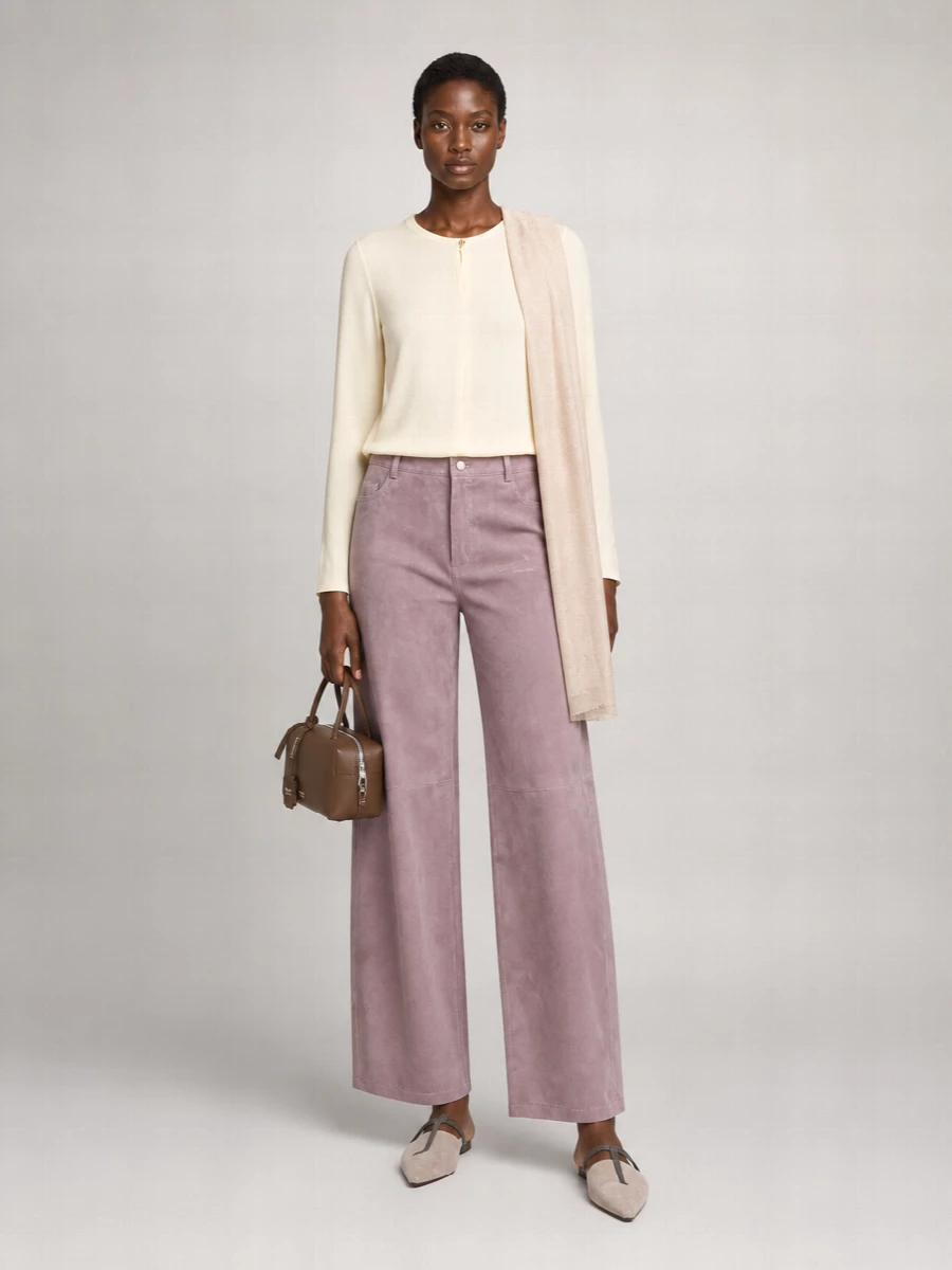 S Max Mara Leather Wide-Leg Trousers