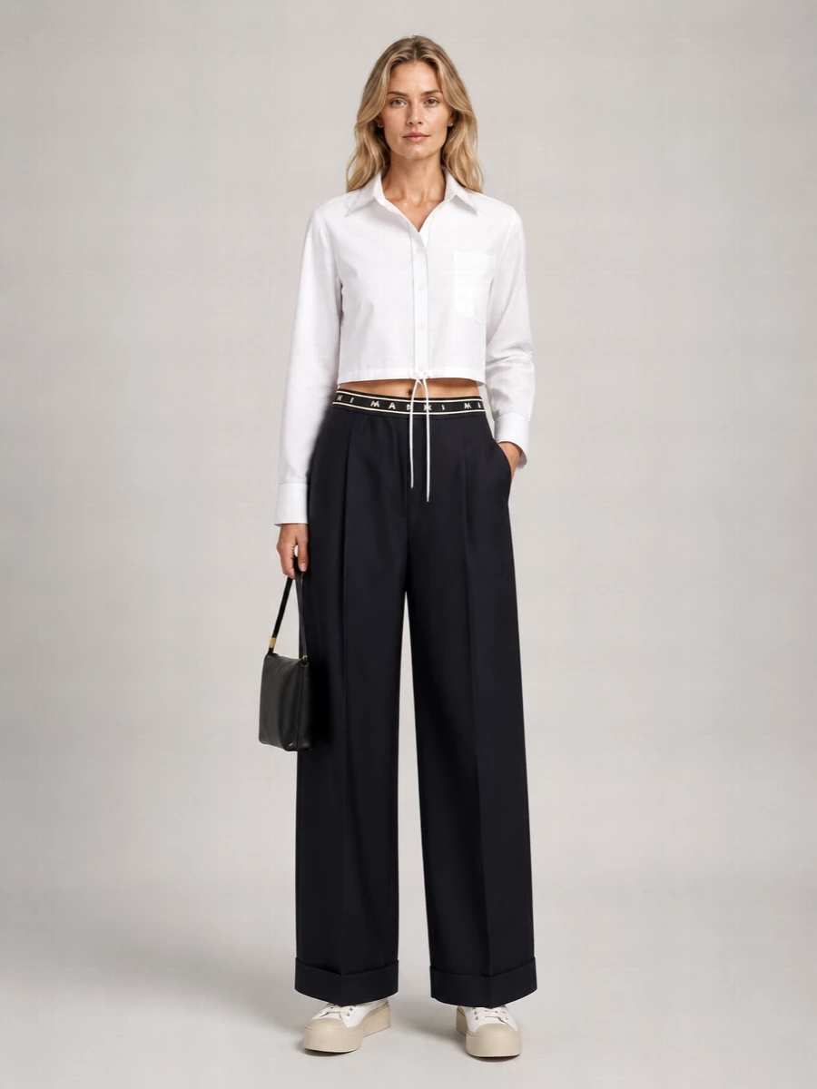 Marni Virgin Wool Straight-Leg Wide-Leg Trousers