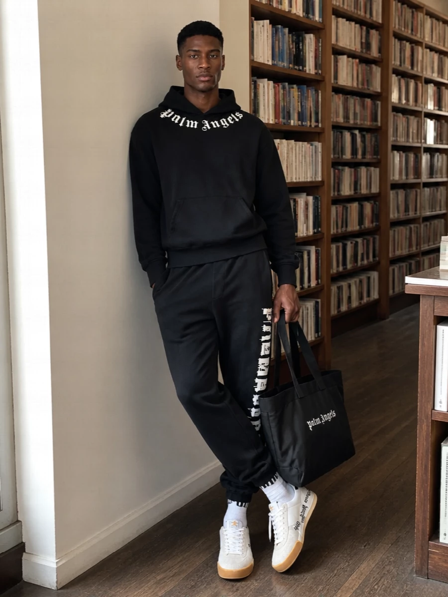 Palm angels black track pants hoodie sneakers