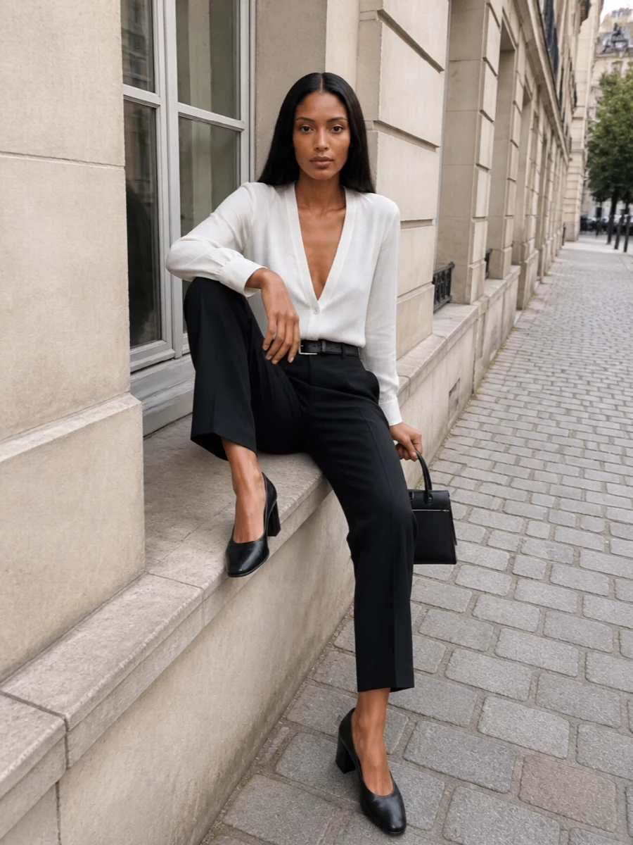 Maison margiela black tailored trousers outfit
