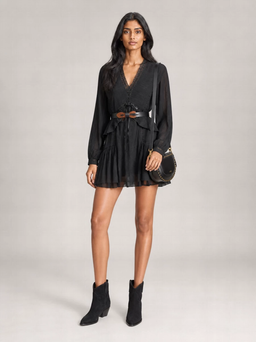 Isabel Marant Etoile Ruffled Lace-Trim Mini Dress