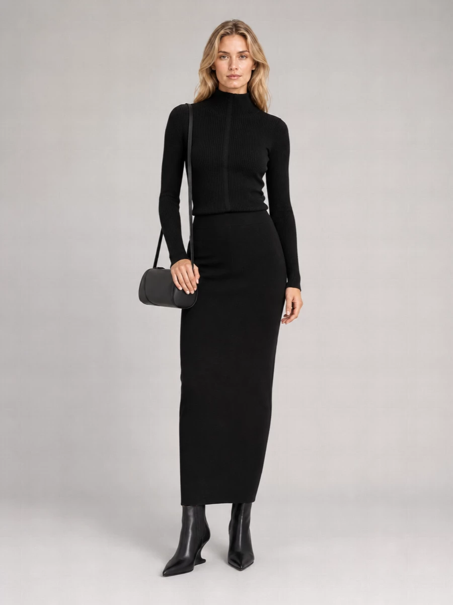 Rick Owens Alpaca Knit High-Rise Fitted Skirt