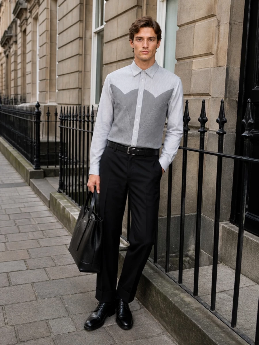 Maison margiela striped shirt black tailored trousers