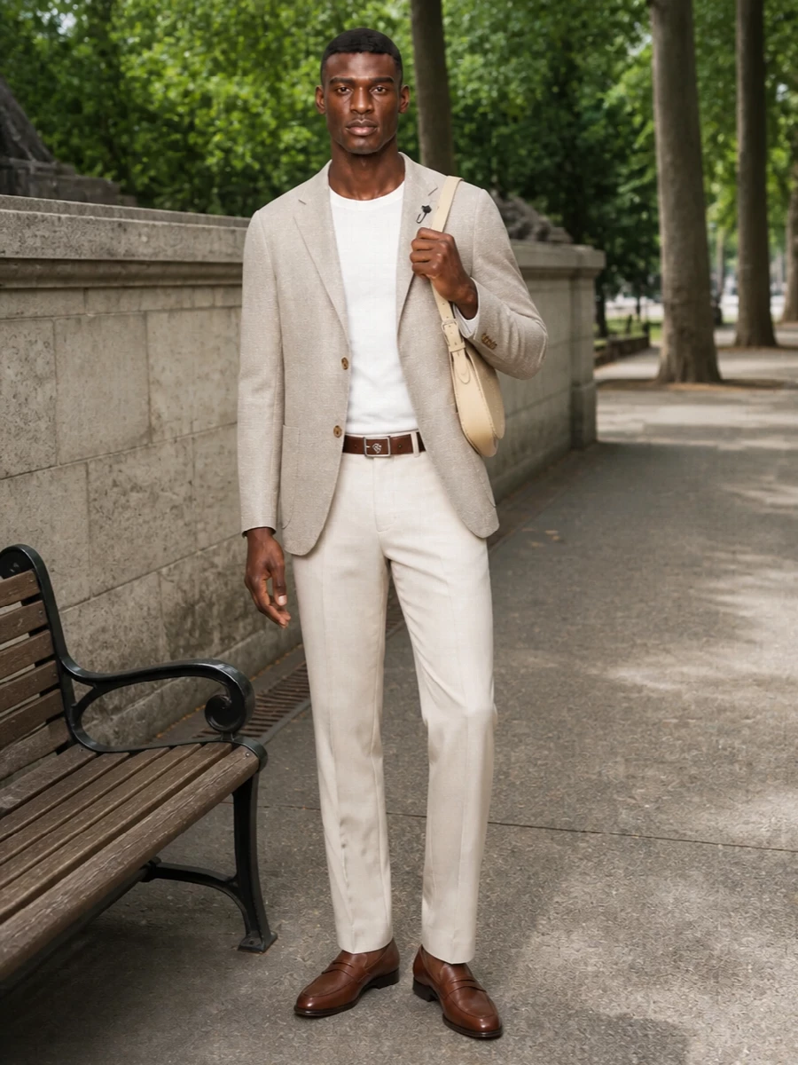 Lardini beige suit tods brown loafers