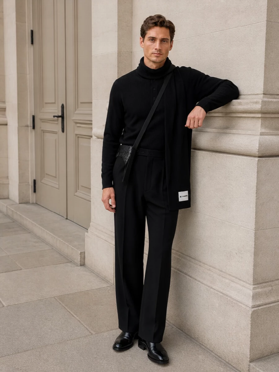 Jil sander wide leg trousers black henley boots