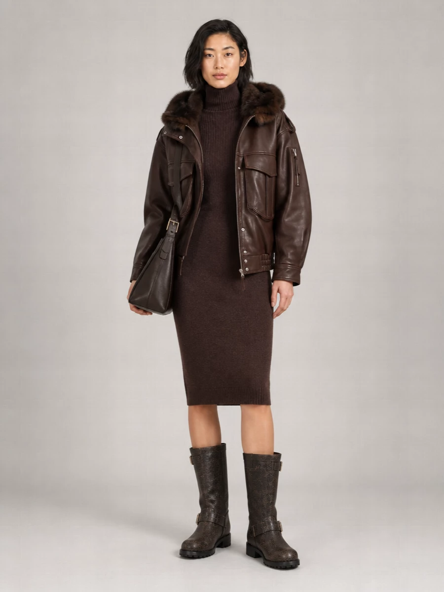 The Frankie Shop lambskin hooded bomber jacket