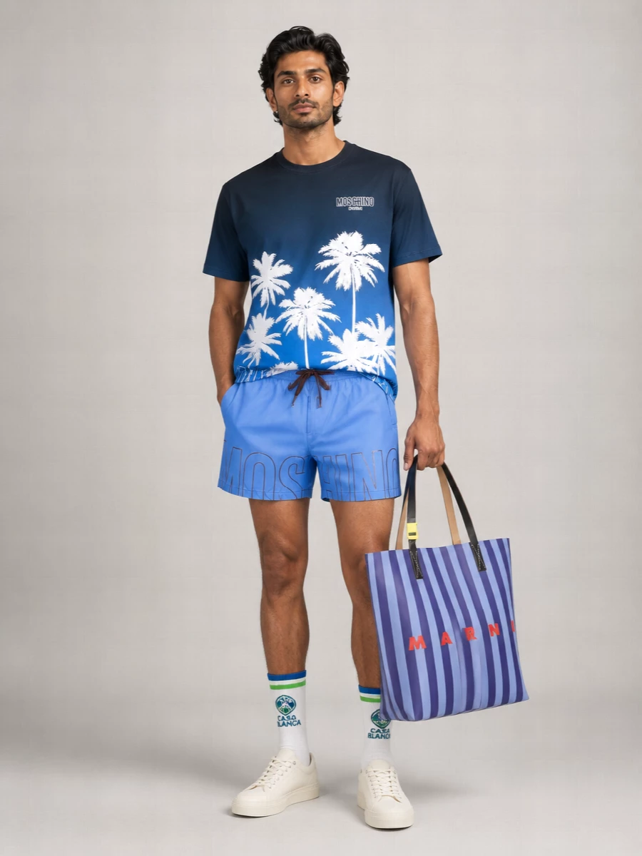 Moschino Logo-Print Drawstring Deck Shorts