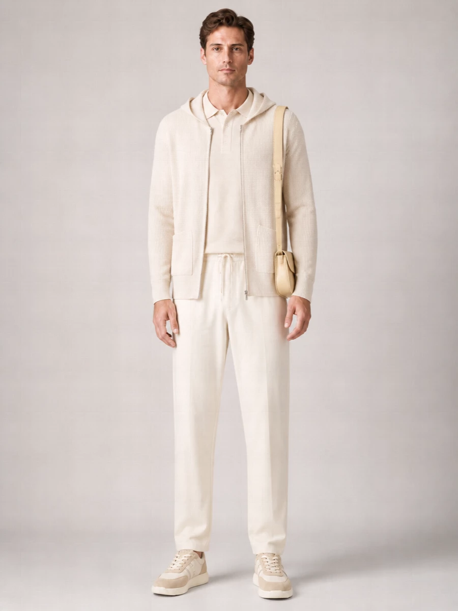 Lardini Ribbed Knit Cotton Hooded Jacket