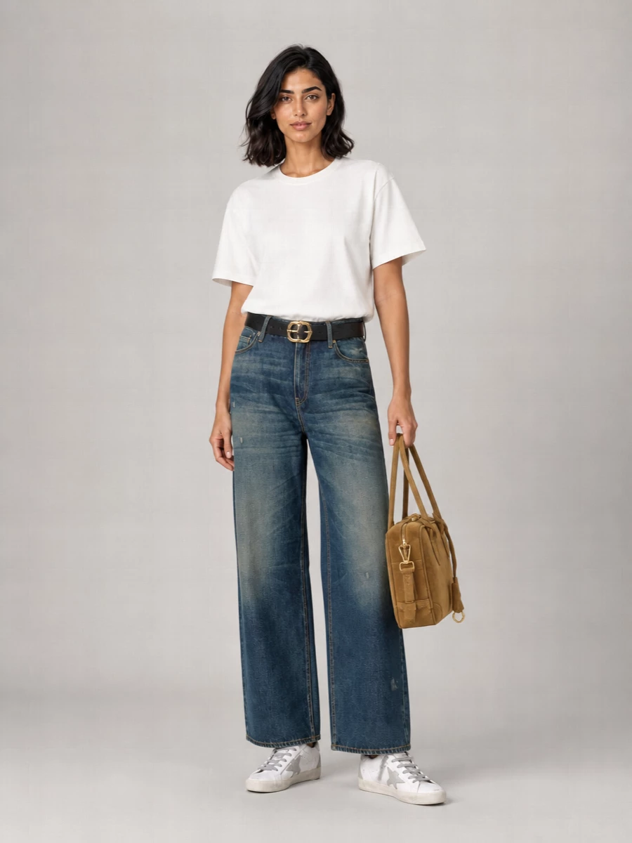 Golden Goose Polyester Mid-Rise Wide-Leg Trousers