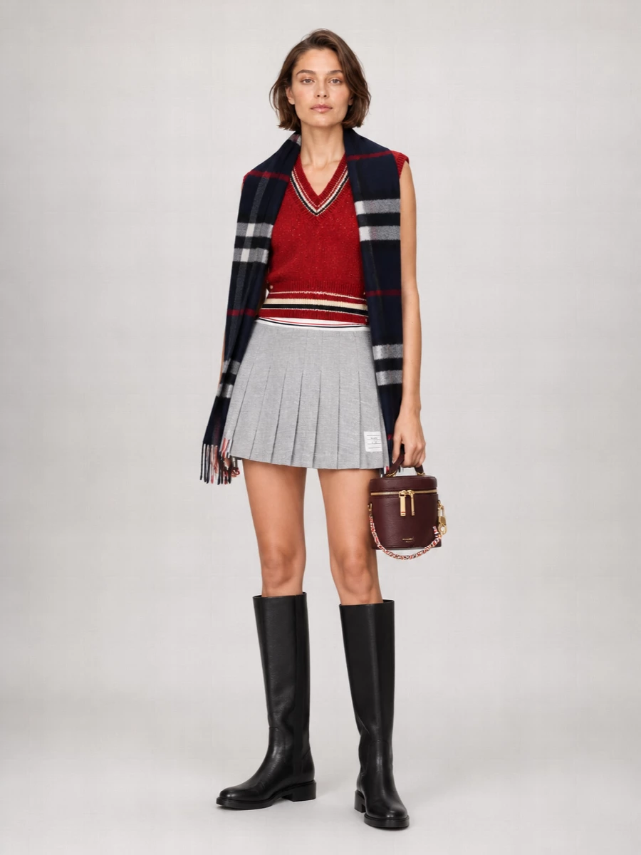 Thom Browne Wool Mohair Ribbed V-Neck Sleeveless Knitted Top