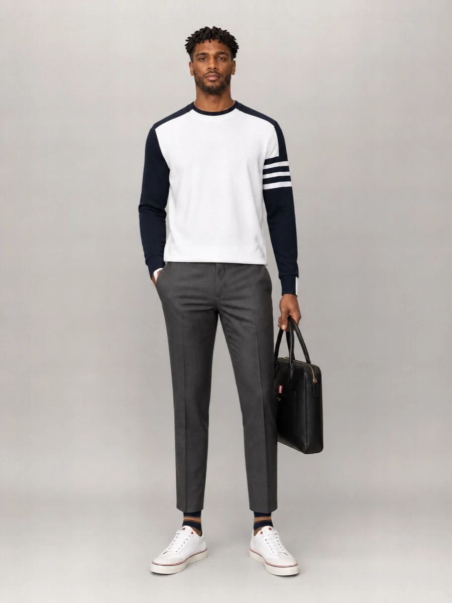 Thom Browne Cotton Colorblock Crewneck Sweatshirt