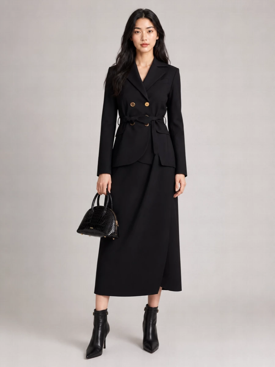 Patou Wool Fitted Belted Blazer