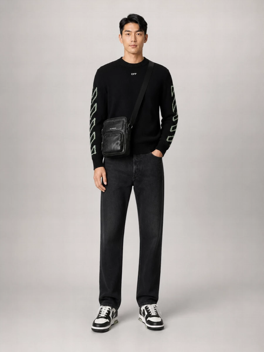Off-White Cotton Diag Outline Jumper