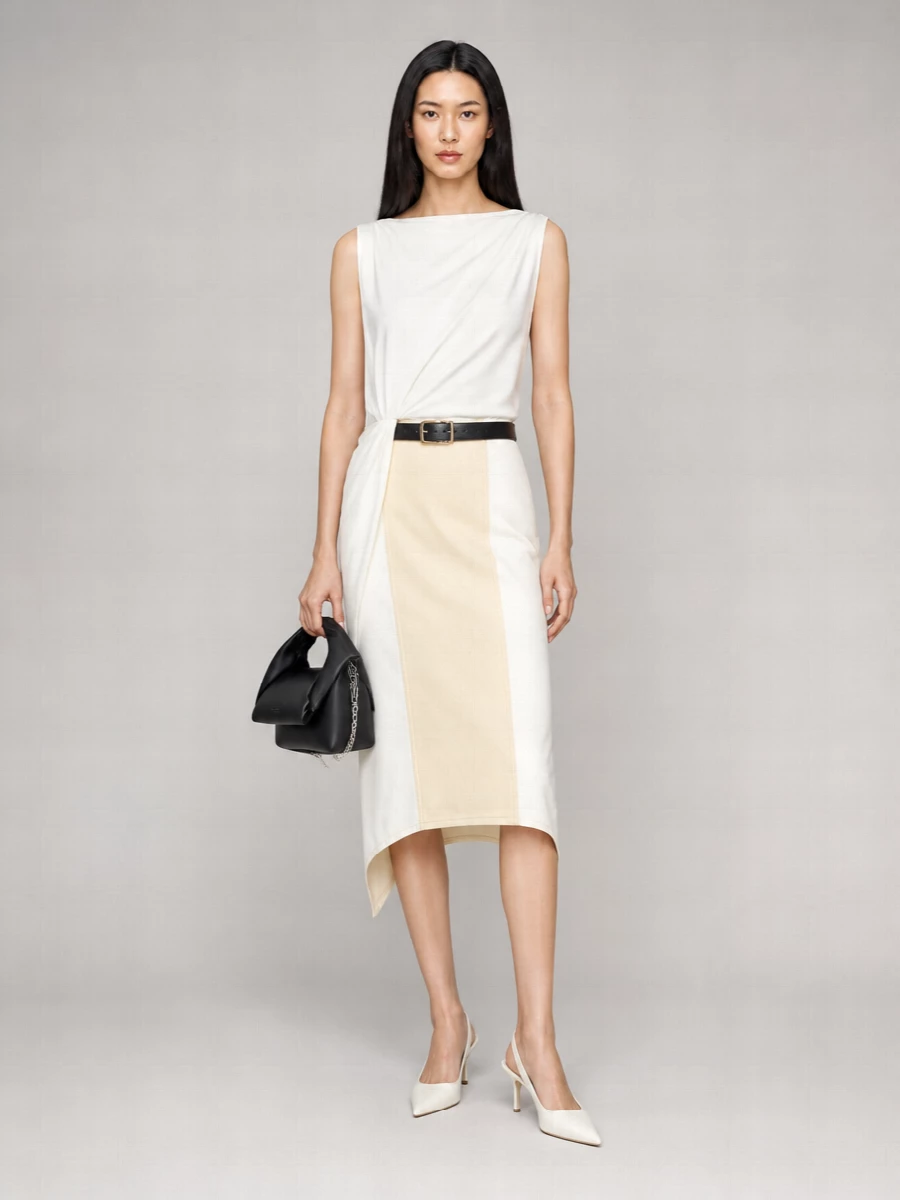 Jw Anderson Cotton Layered Asymmetric Midi Skirt