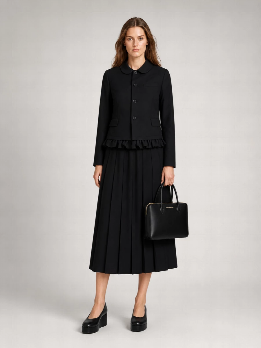 Comme Des Garçons Wool Crewneck Fitted Jacket
