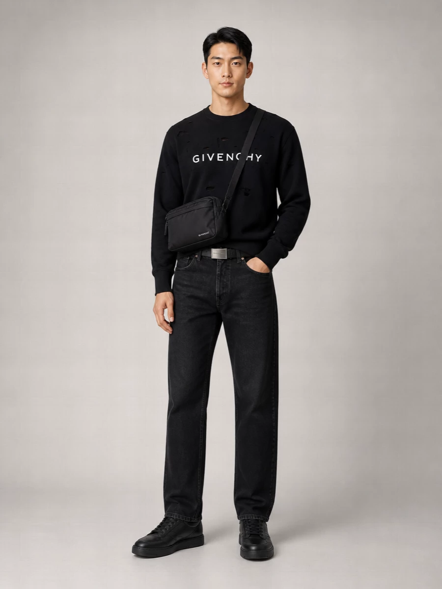 Givenchy Cotton Distressed Logo-Print Crewneck Sweatshirt